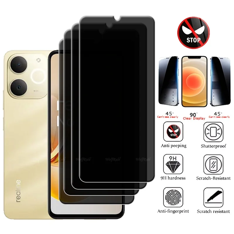 4/3/2/1Pcs For Realme Note 70T Glass OPPO Realme Note 70T Tempered Glass Privacy Anti-Spy Cover Screen Protector Realme Note 70T