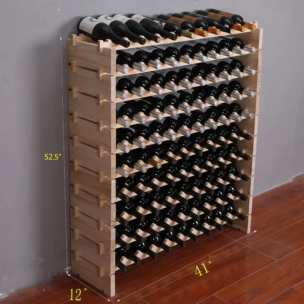Wood Wine Rack Cinet Freestanding Floor Storage Modular 120 Bottle Holder
