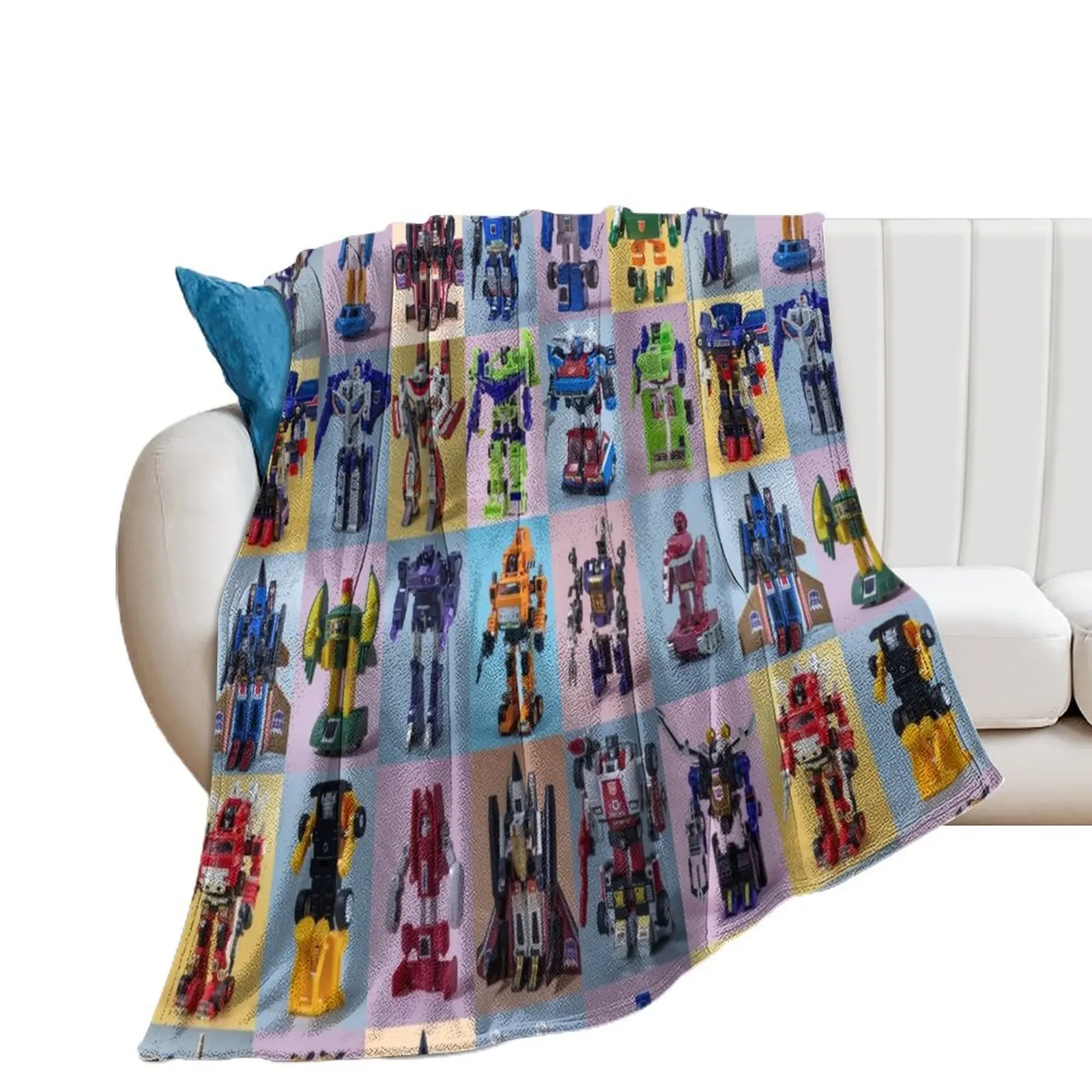 

Transformers G1 S2 Collage Throw Blanket Soft Plaid Nap Blankets