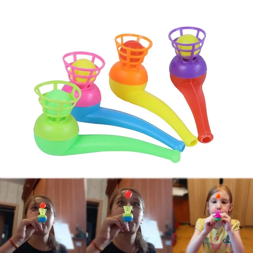 10PCS/Set Blow Pipe & Balls Kid Blow Blowing Children Toys Sports Games Gift Plastic Pipe Balls Toy For Girls Color