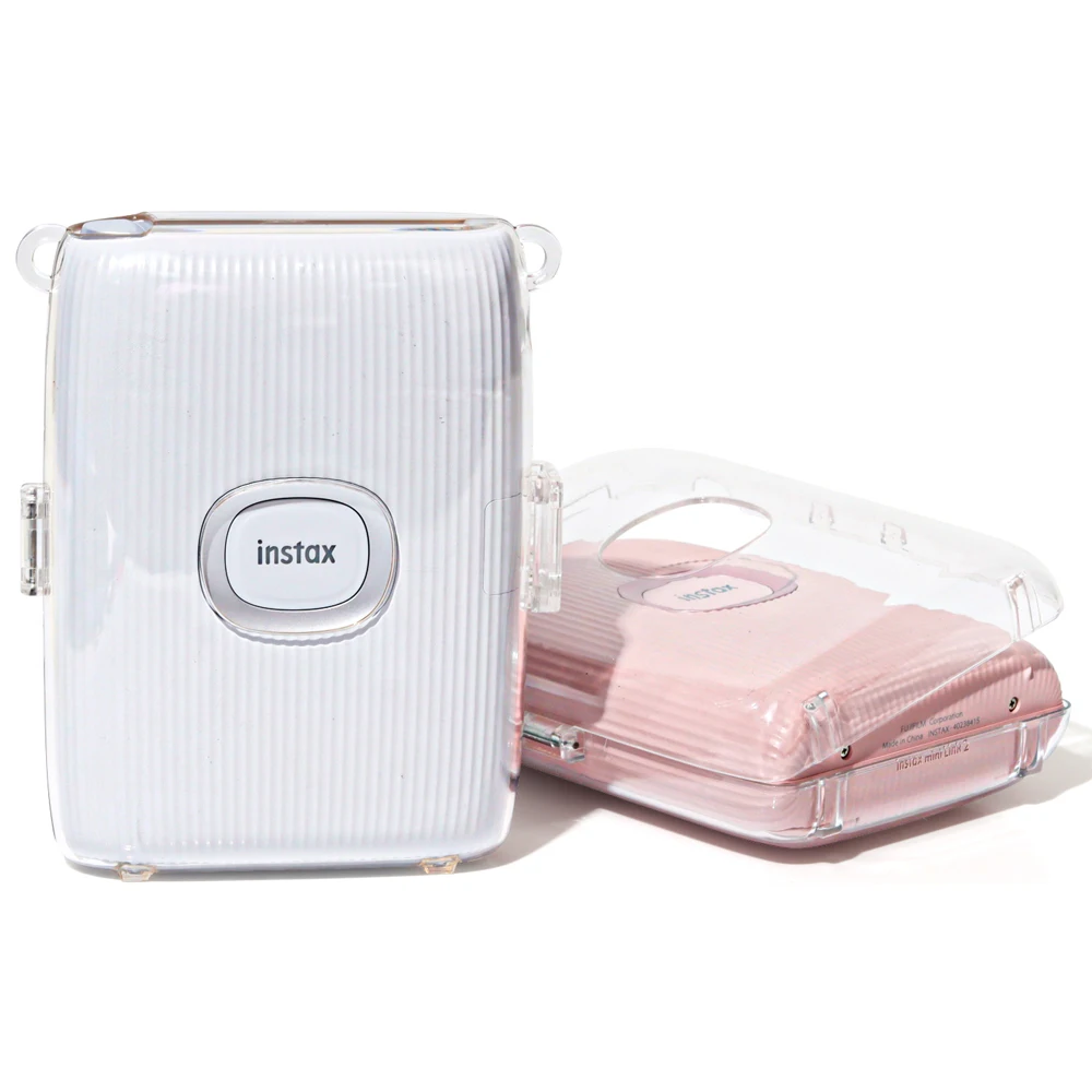 เคสคริสตัลใสสำหรับ Instax Mini Link 2, เครื่องพิมพ์ฝาครอบป้องกันกระเป๋าพร้อม Tali bahu กันตก