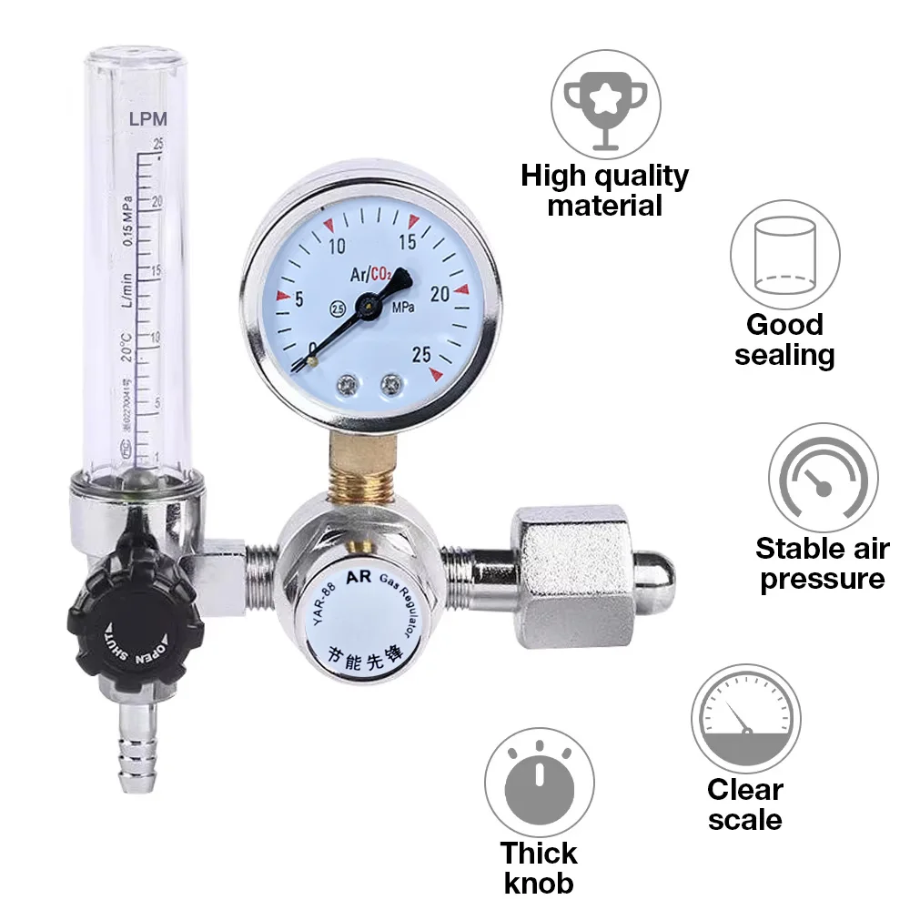 G5/8 "0-25mpa argônio co2 mig tig medidor de fluxo regulador de gás medidor de vazão soldagem medidor de solda regulador de argônio redutor de pressão