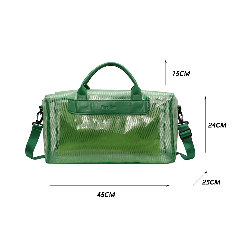 Women Bag Large Capcity Casual Tote Handbag Waterproof PVC Transparent Clear Shoulder Bag Big Travel Beach Bag New Messenger Bag