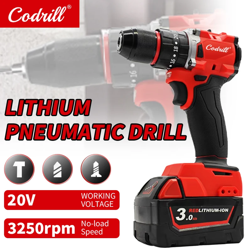 

Codrill 150N.m Brushless Electric Drill Cordless Impact Drill of Decoration For Milwaukee 18V Battery Rechargeable Power Tool