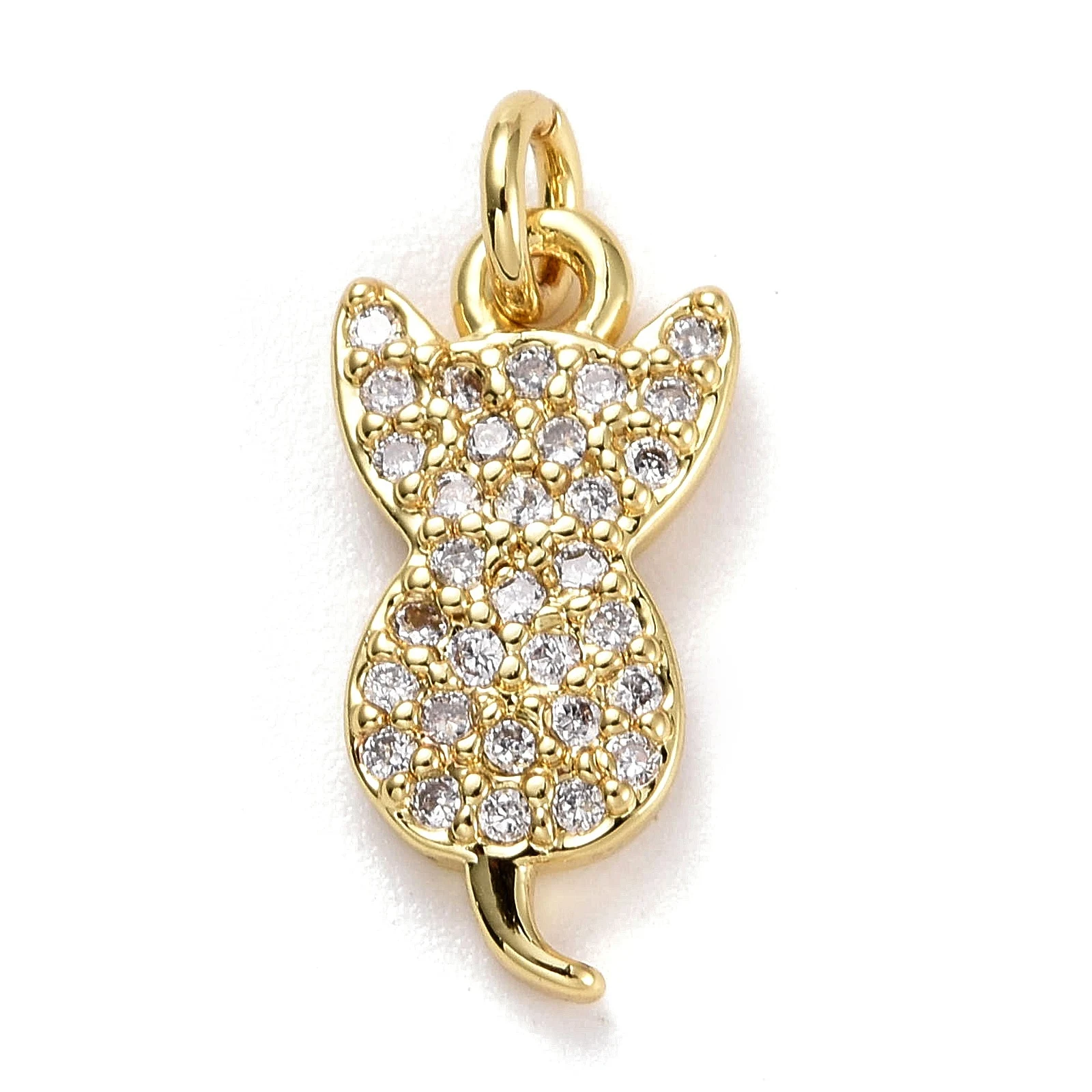 

10pcs Cat Charm Brass Clear Cubic Zirconia Charms Gold Plated for Making DIY Jewelry Necklace Earring Bracelet Supplies