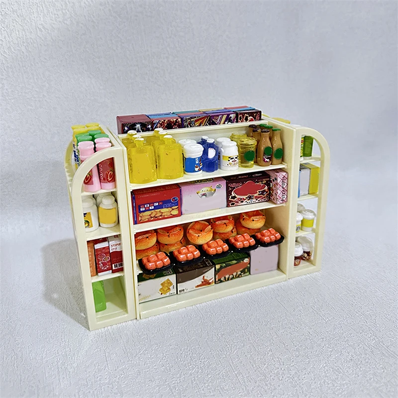 Maison de poupée, Mini Simulation, étagères de supermarché, boisson, nourriture, jeu de collations, modèle de jouet pour la maison