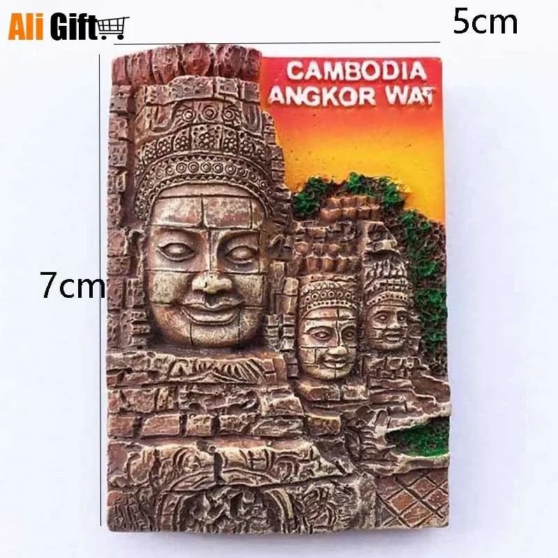 캄보디아 3D 수지 냉장고 자석, 냉장고 스티커, 기념품, 귀여운, Bayon, Siem, Reap, Angkor, Wat, Buddha, 선물, 1 Pc