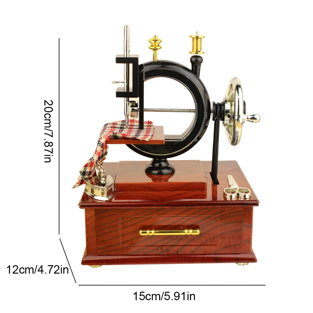 ماكينة الخياطة صندوق تشغيل الموسيقى ماكينات الخياطة الكلاسيكية صندوق تشغيل الموسيقى الإبداعية الرجعية الخياطة عقارب الساعة لعيد الميلاد عيد الشكر