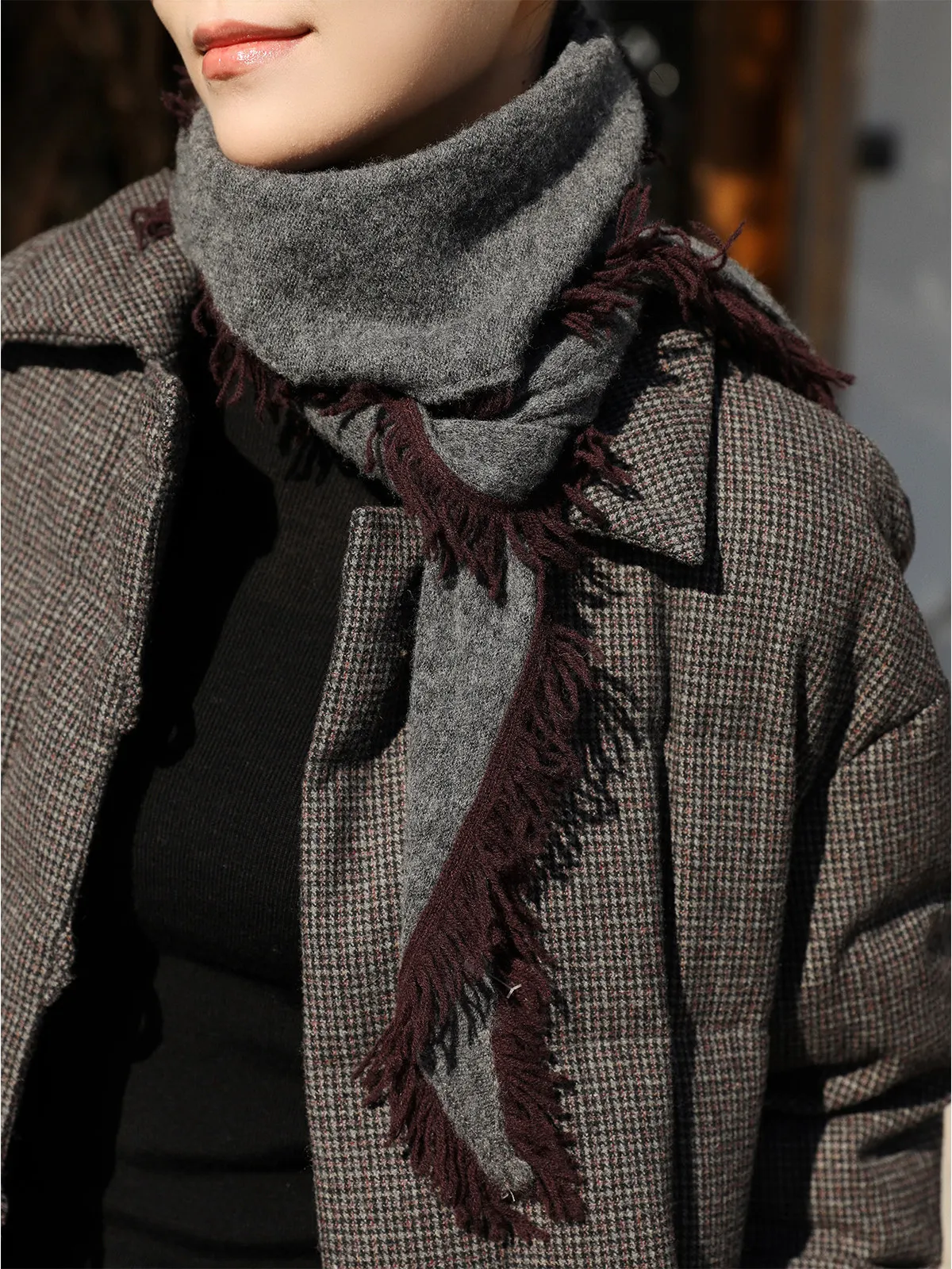 trendy-classic-triangular-scarf-women's-knitted-woolen-awl-faionable-winter-new-sle-versatile-bobble-end-korean-version