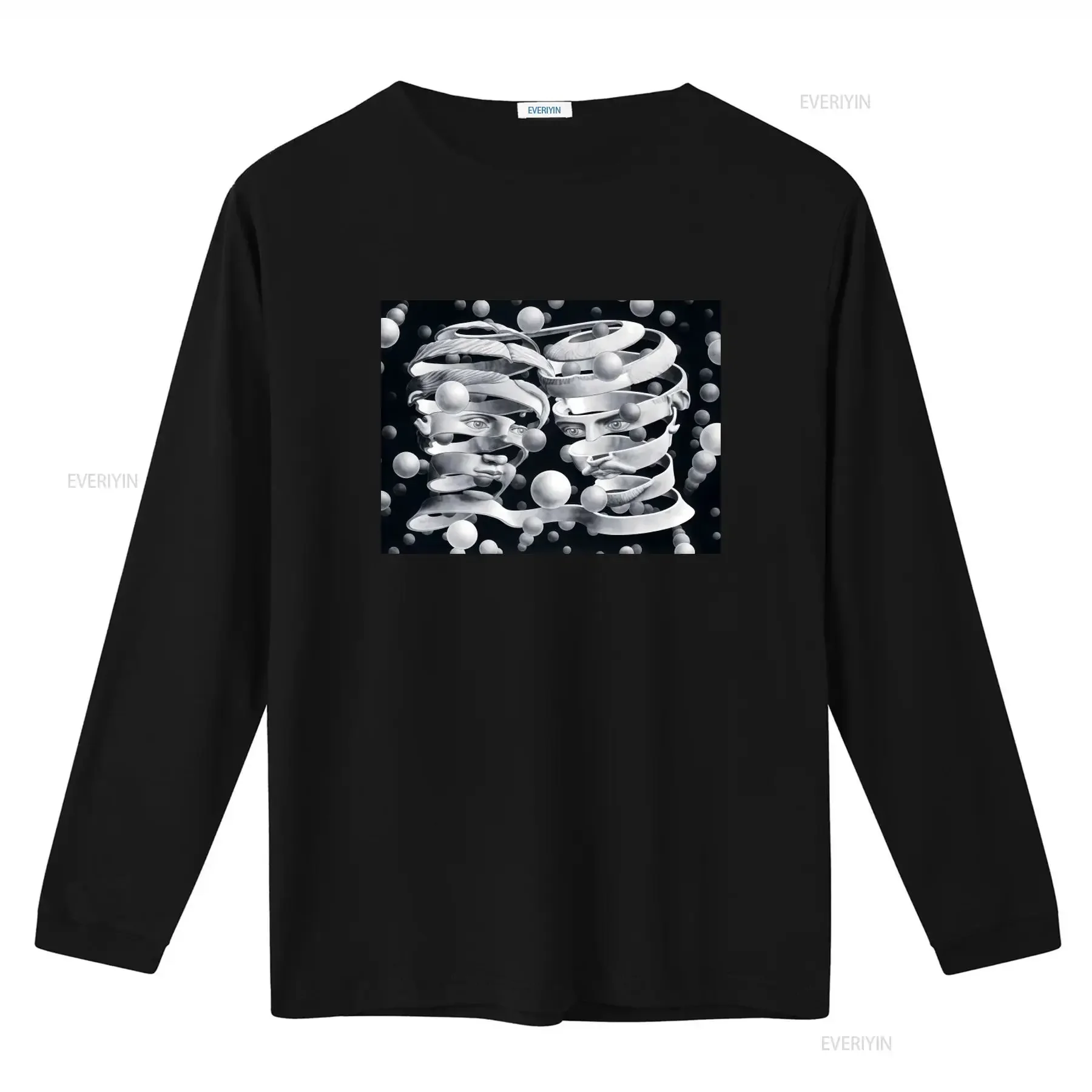 M C Escher Inspired Optical Illusion Print T Shirt for Men and Women Unique Design vintage Washed Casual homme Stylish