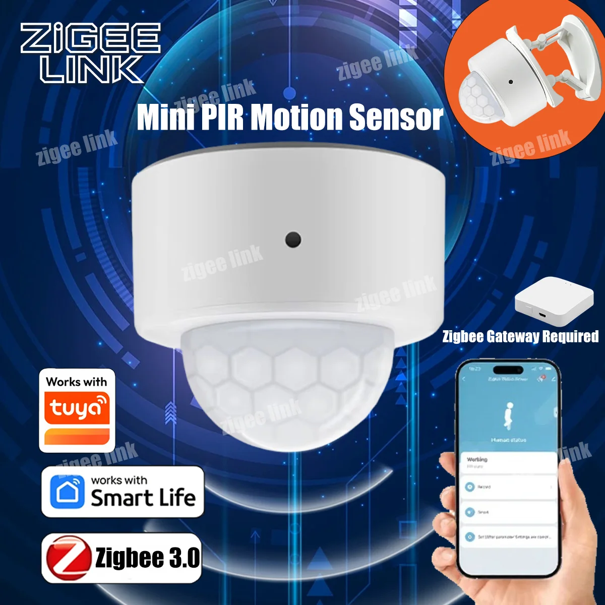 Smart PIR Motion Sensor Tuya Zigbee 3.0 Smart Human Body Infrared Detector Security Alarm Sensor Require Gateway