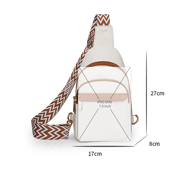 Bolsa de peito crossbody de couro PU para mulheres, monocromática, ombro, celular, quadrada, meninas, nova tendência