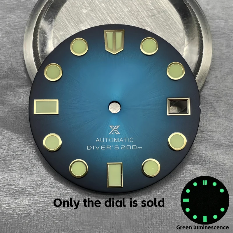 28,5 mm S-Markierung für japanisches NH35/NH36-Uhrwerk, grün leuchtend, Einzeldatum, Zubehör zur Modifikation des Zifferblatts