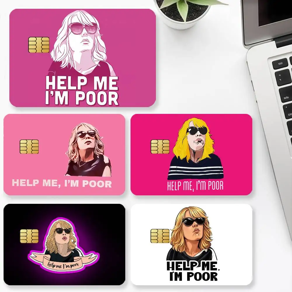 Help Me I'm Poor Movie Meme Credit Card 4PCS Anti-scratch Waterproof Stickers for Bank Debit Decorative Protection Bus Subway