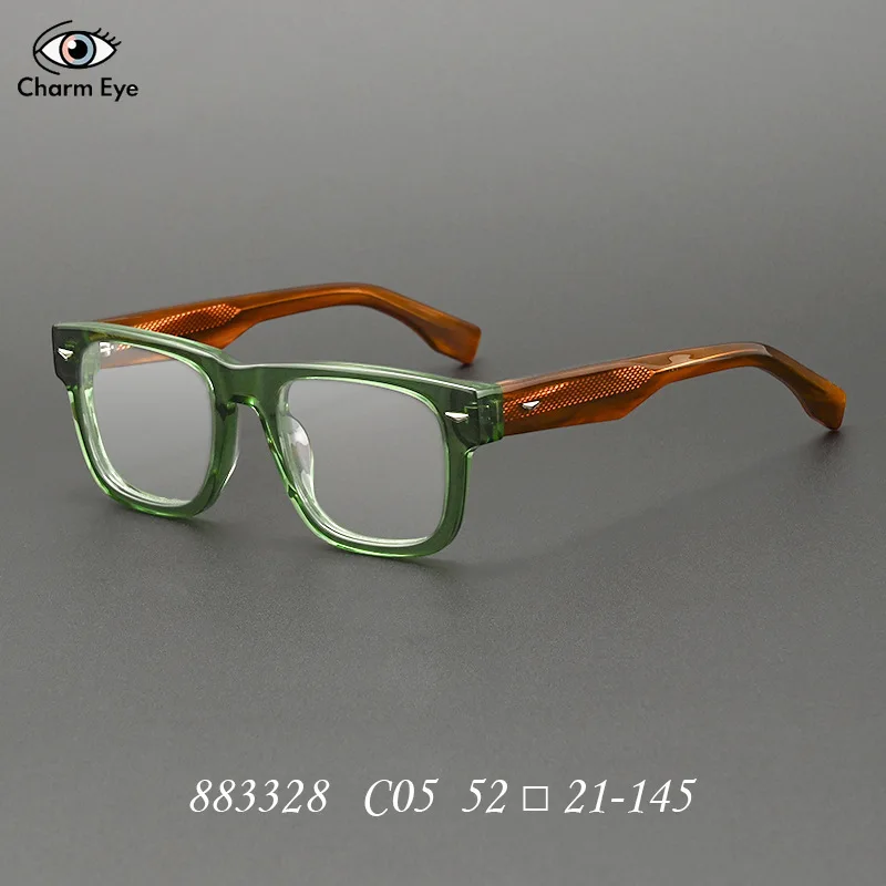 Thick Acetate Glasses for Men Fashion Patchwork Retro Square Frame 883328 Support Customized Myopia Prescription Eyeglass Women