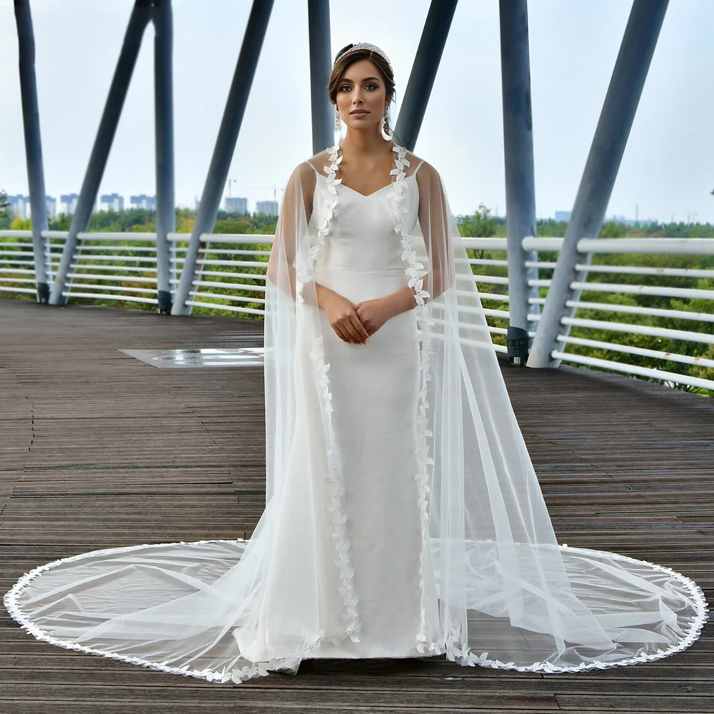 Véu do casamento do laço com folhas para a noiva, Lace Shawl, vestido principal, BL4041