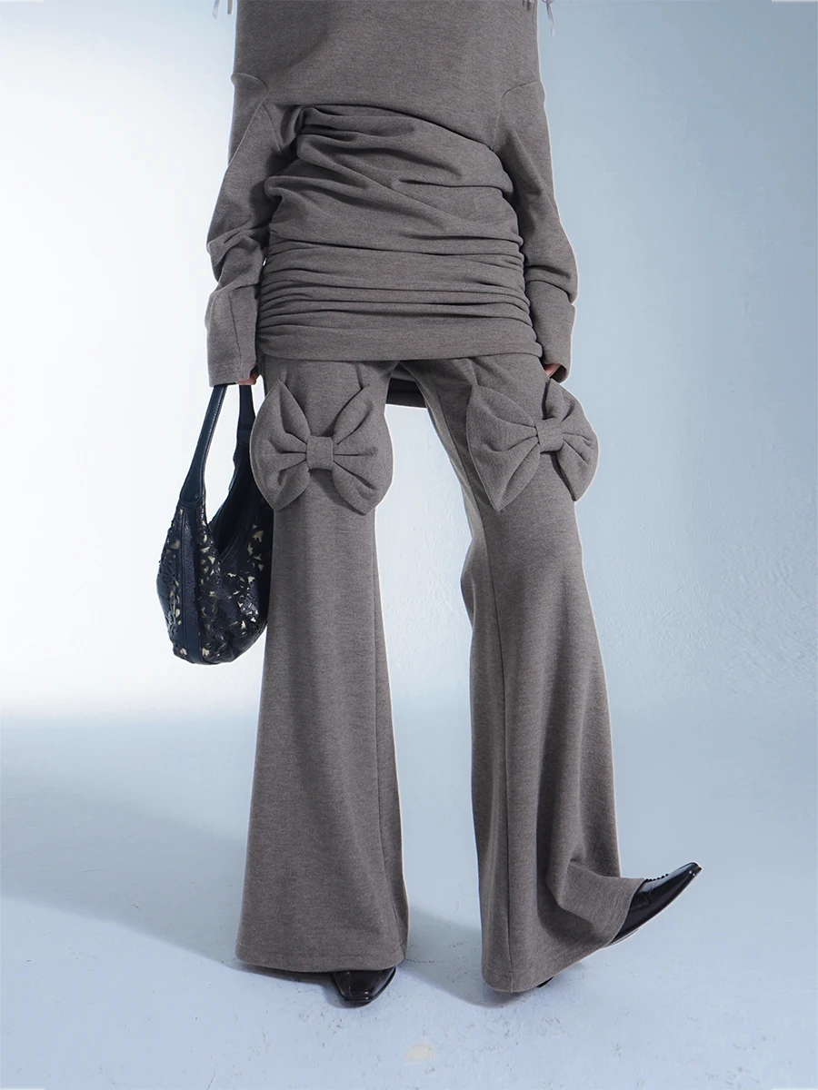 

Оригинальные длинные брюки-клеш TROPICEYE из трикотажа с 3D-узлом, с завышенной талией, утягивающие, длинные брюки-трусы