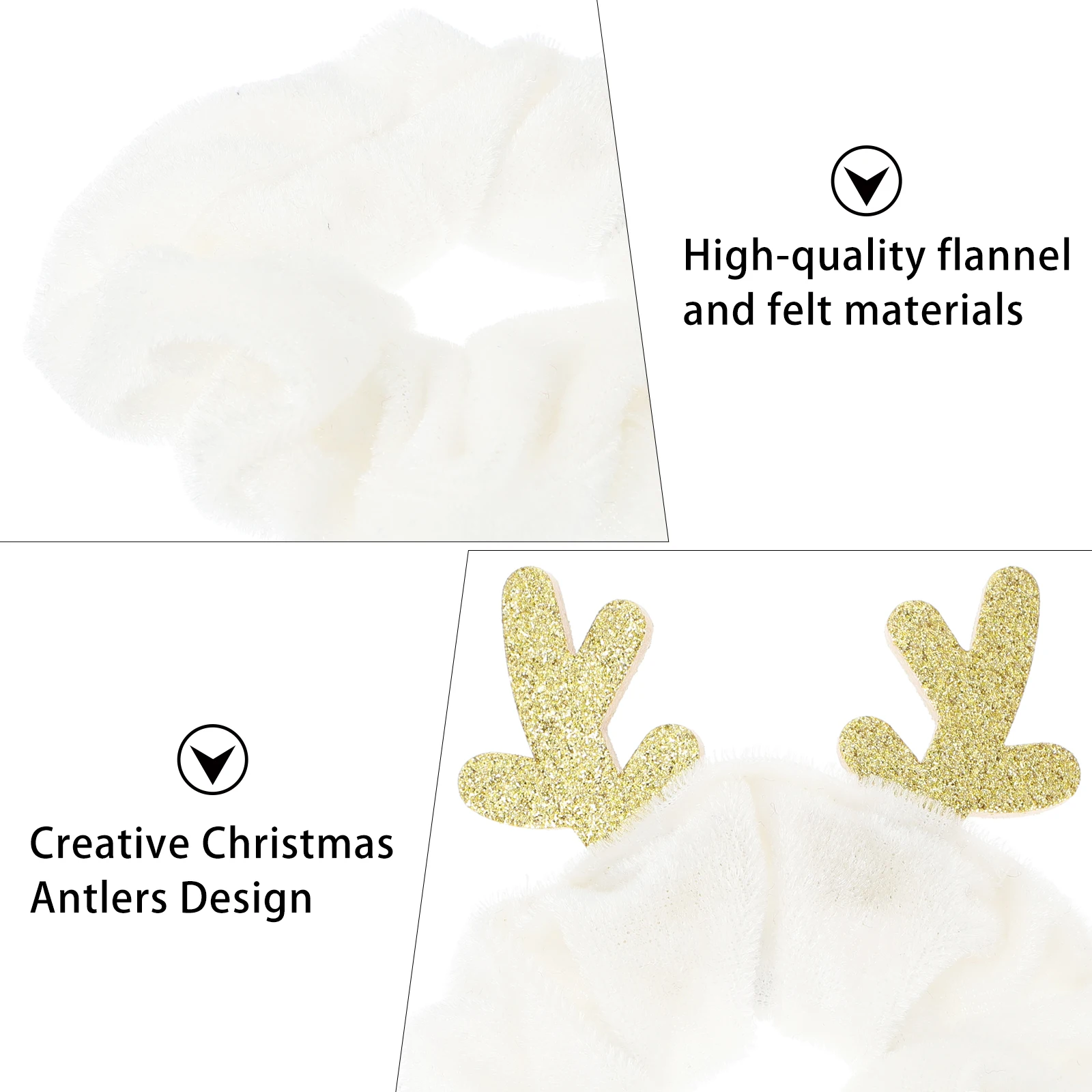

4pcs Antlers Hair Scrunchies Girls Hair Accessory Stretchable Flannel Ponytail Holder Girls Accessories Festive Gifts