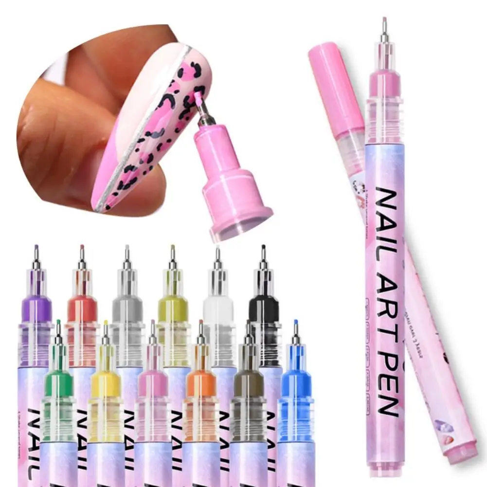 Waterproof Graffiti Pen Nail Art Drawing Painting Liner Brush Abstract Lines Fine Details Flower 3D DIY Nail Manicure Tools