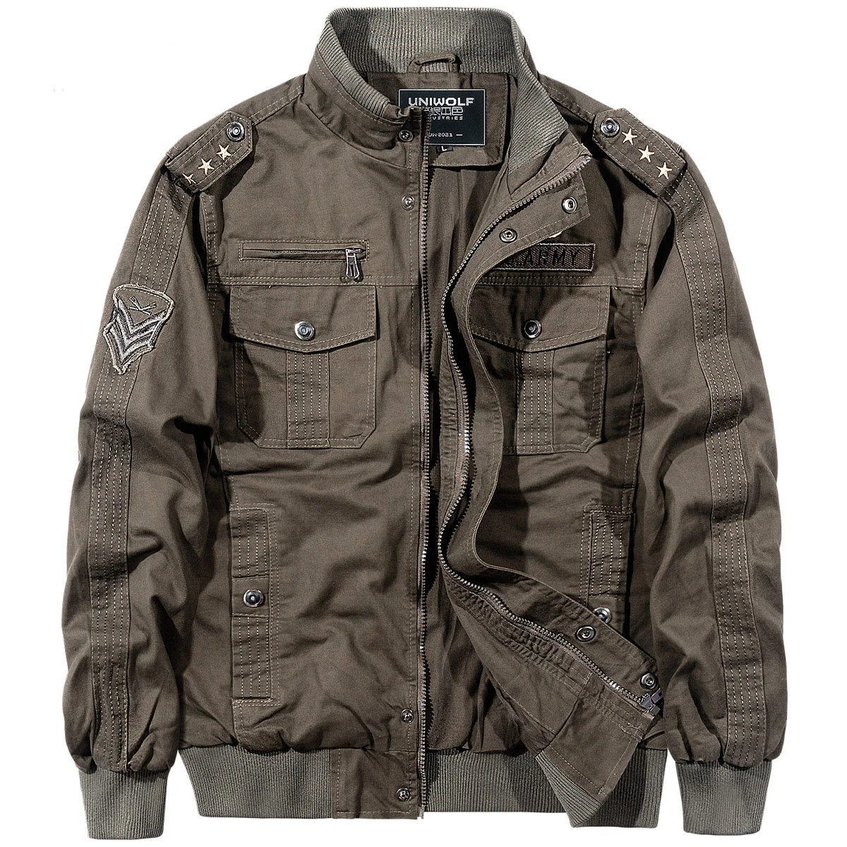 

Men's Multi Pockets Cargo Jacket Autumn Winter Loose Military Tactical Cotton Wash Coats Male