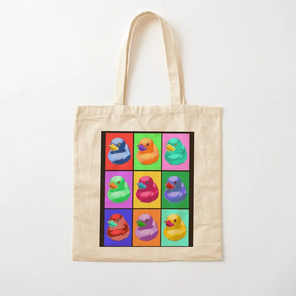 حقيبة يد من القماش من Pop Art Ducky Tote حقيبة تسوق للسيدات بشعار كبير