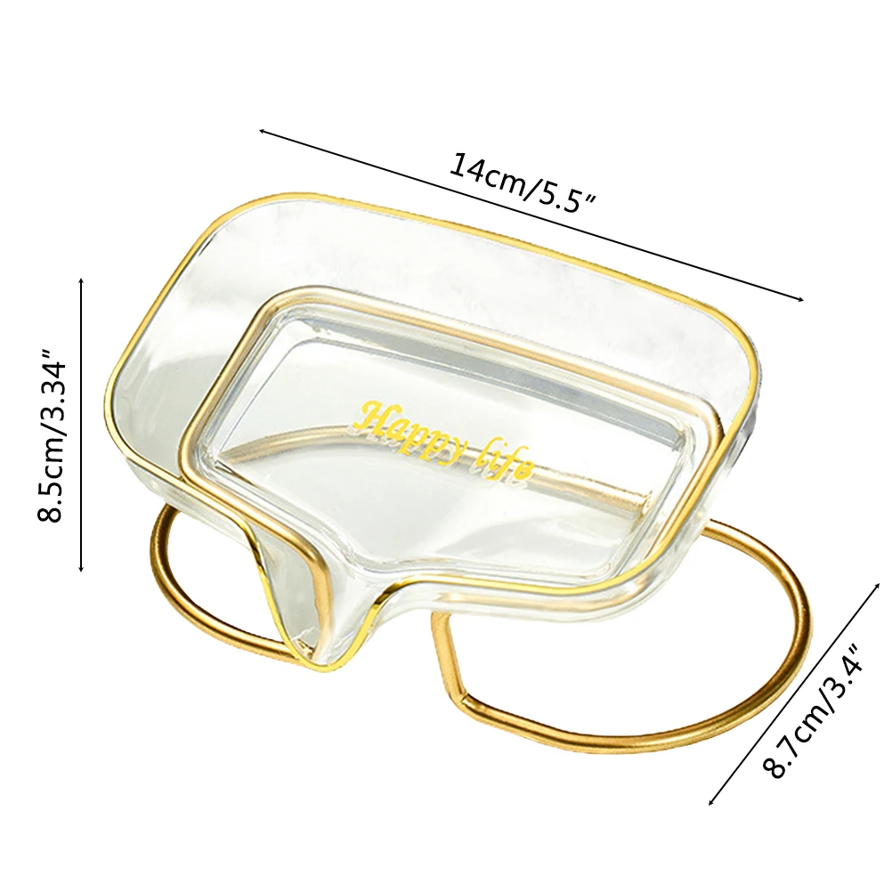 Soap Dish Box Bathroom Shower Soap Holder with Metal Bracket Drain Portable Leaf Shape Toilet Laundry Soap Rack Tray For Basin