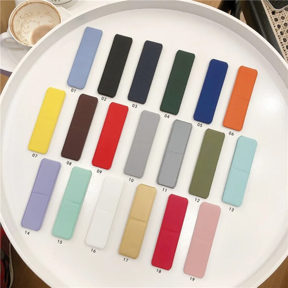 Simple Design Desktop Phone Stand Folding Solid Color Phone Holder Self Adhesive Sticky Back Push Pull Phone Rack