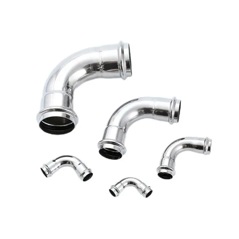 304 Stainless Steel Press Equal Elbow Thin Wall Water Pipe Fitting DN15-DN50 Plumbing Press Fit Connector