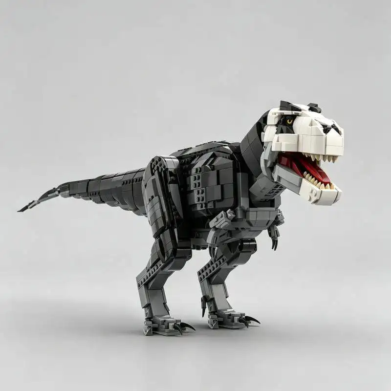 1700PCS Black Tyrannosaurus Rex Dinosaur Custom Building Blocks Model Realistic Animal Figure DIY Assembly Toy Gift Home Decor