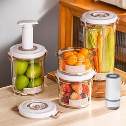 Contenedor de almacenamiento de alimentos, caja de vacío, dispensador de alimentos de gran capacidad para cocina, organizador de alimentos sellado transparente, mantiene el almuerzo fresco