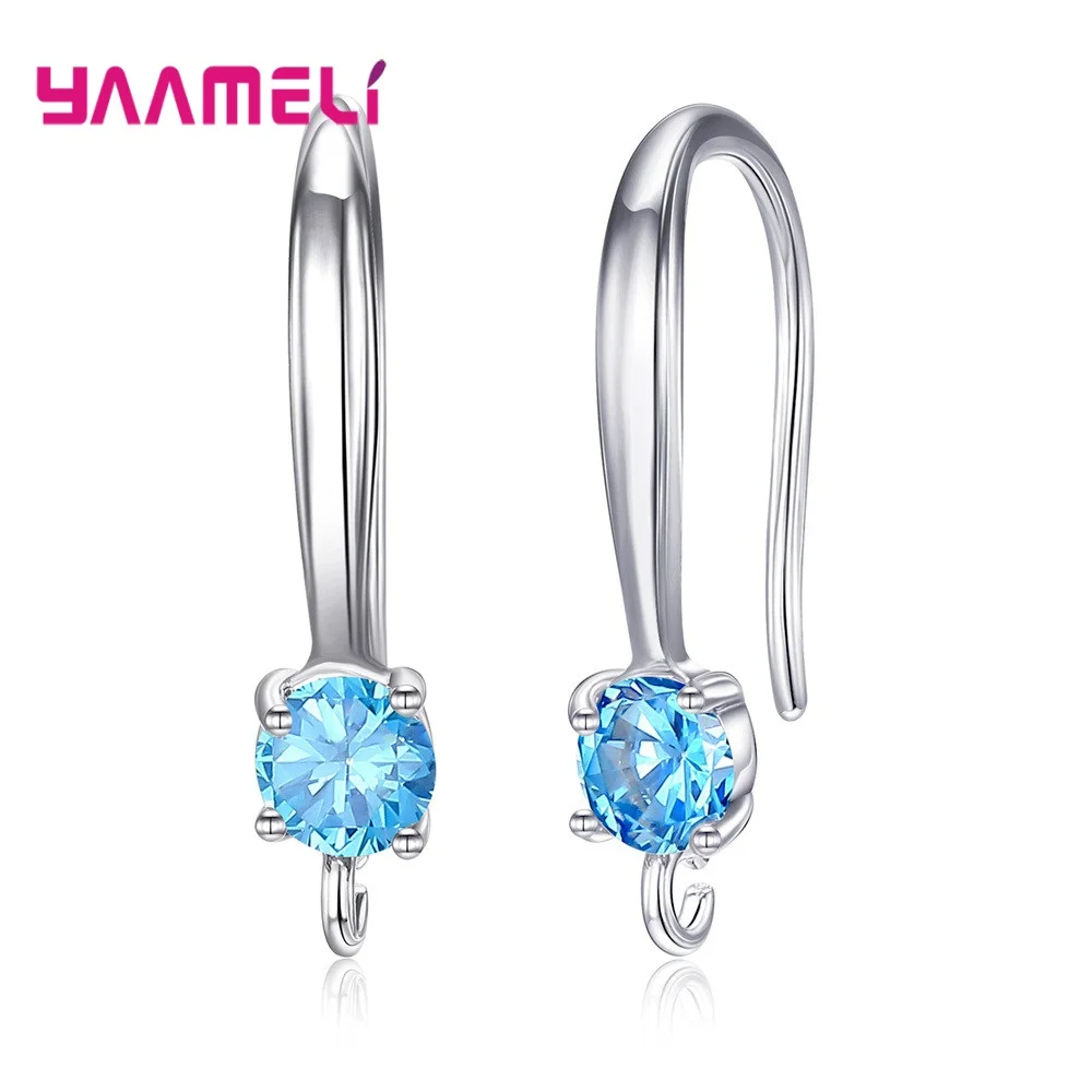 Autentyczne 925 Sterling Silver S925 Hook kolczyki biały różowy niebieski fioletowy Cubic cyrkon akcesoria jubilerskie do uszu ustalenia — zdjęcie 6