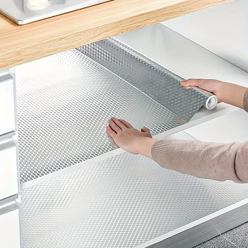 3M Kitchen Stickers Self-Adhesive Aluminum Foil Anti-Oil Waterproof Wallpaper For Countertops Drawers Cabinets Shelves Line