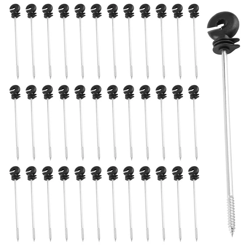 MLGB-Plastic Ring Insulators 100Pcs Electric Fence Long Distance Screw-In For Wooden Post