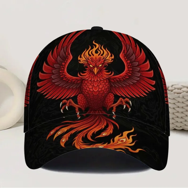 1pc Phoenix Rising Flames Print Baseball Cap Lightweight Adjustable Snapback Hat with Phoenix Flame Polyester Casual Outdoor
