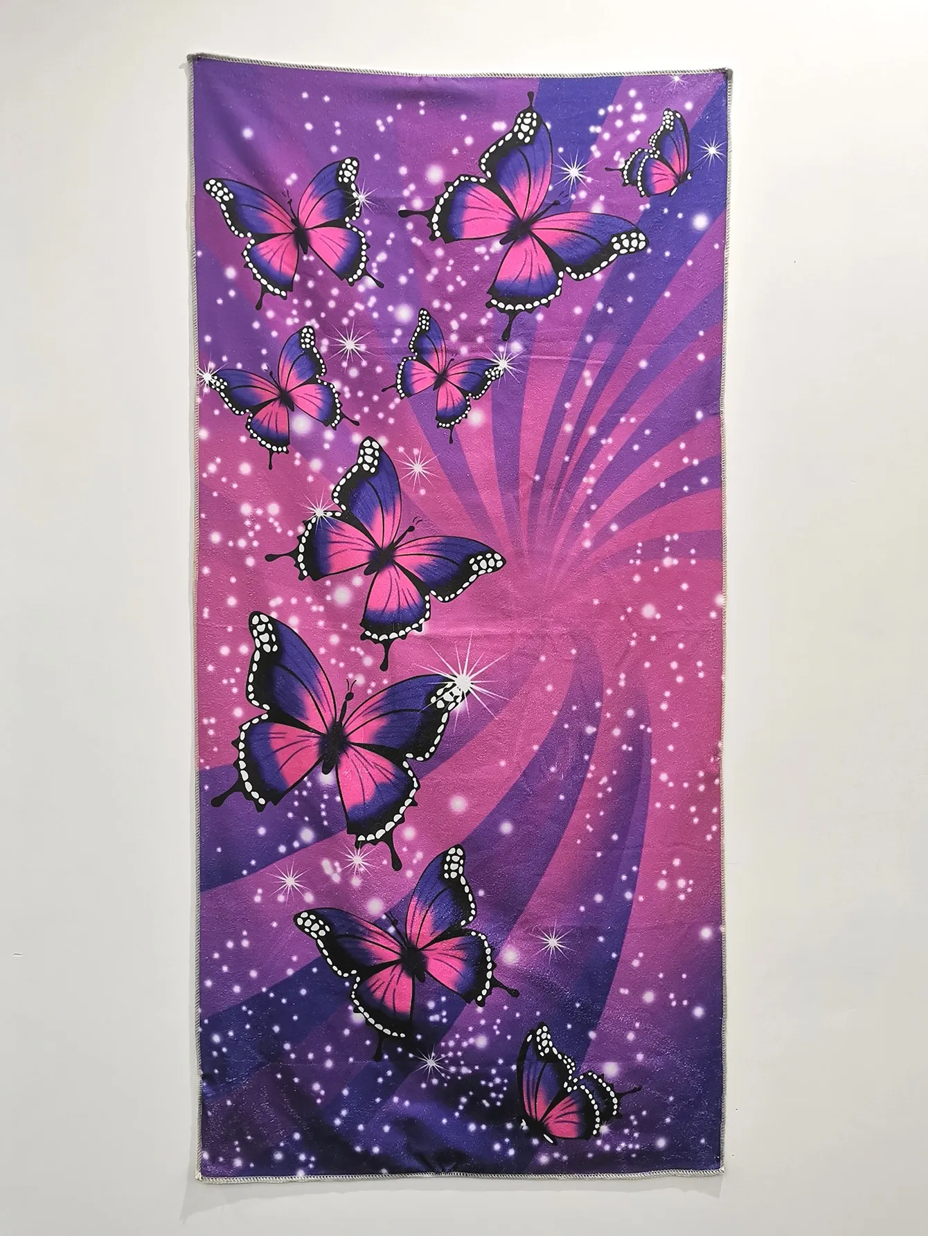 Serviette de plage microfibre papillon violet anti-sable séchage_voghion.com