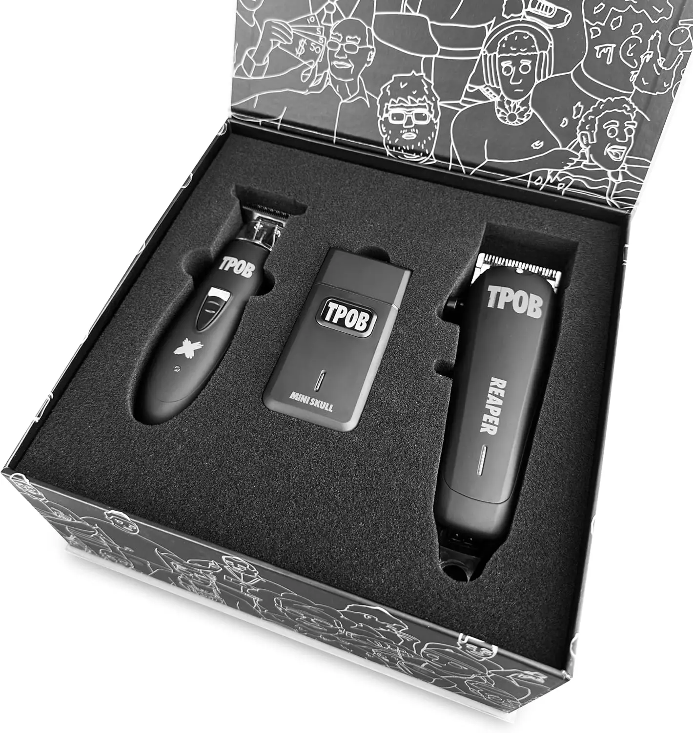 Men's Professional Barber Hair Clipper & Trimmer Kit with Foil Shaver, 6800 RPM Cordless Fade Clippers, Hair Cutting Set, Matte Grip Case & Fade Blade, Black Pack