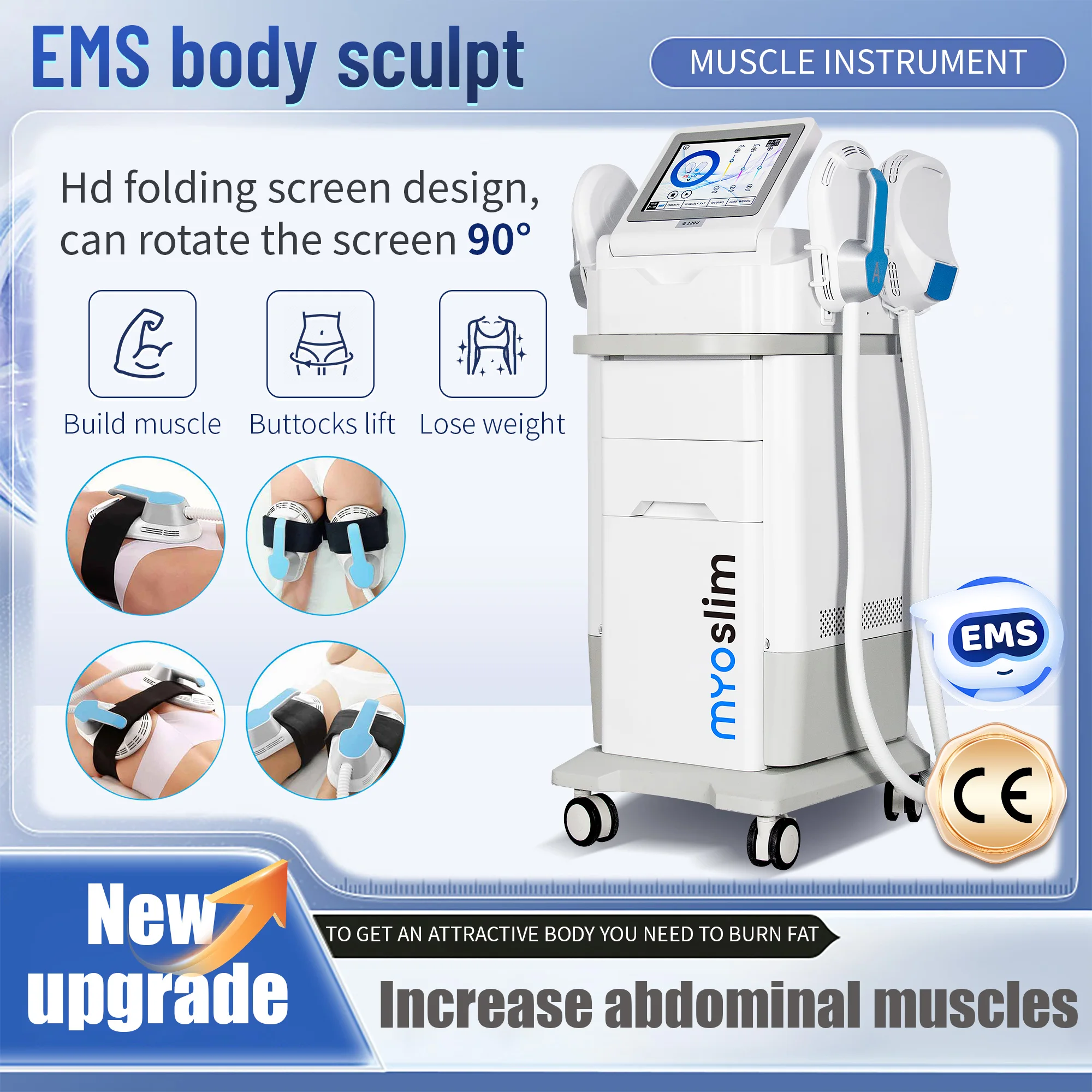 EMS Body Sculpt Machine RF Sculpting Weight Loss Burning Fat Slimming Muscle Equipment Stimulation 6500W HI-EMT MYOslim