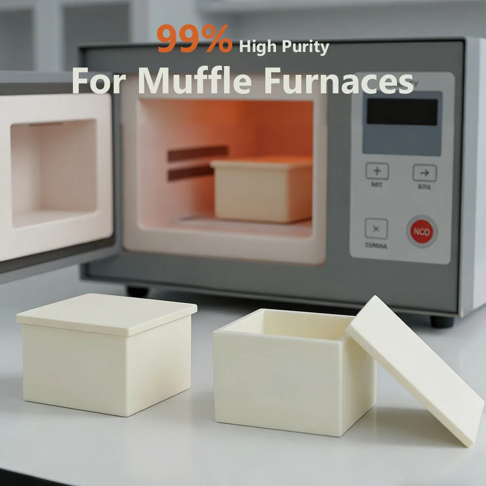 99% High‑purity Alumina Square Crucible With Convex Inner Lid Side Length ≤ 60mm Lab Corundum Crucible for Muffle Furnace