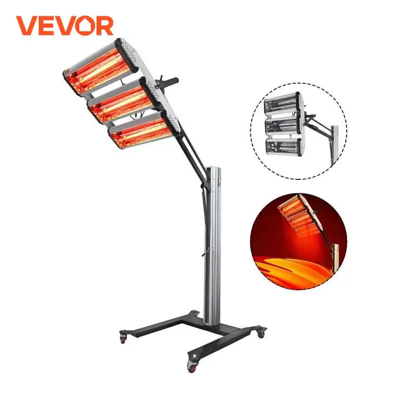 VEVOR 3000W 110V Infrared Paint Curing Lamp 80x100 Baking Area 360° Rotating Heater Light With Adjustable Stand for Spray Booth