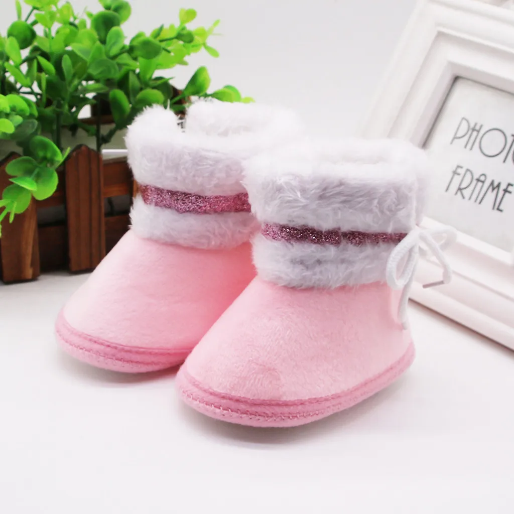 

Infant Newborn Baby Girls Cashmere Plush Winter Boots Bandage Warm Shoes Zapatos Fille Zapatillas Chaussure Fille Baby Boots