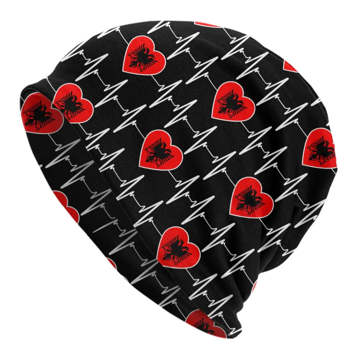 Custom AlbanianFlag Heart Family Skullies Beanies Caps Men Women Hip Hop Winter Knitted Hat Adult Eagle Patriotic Bonnet Hats