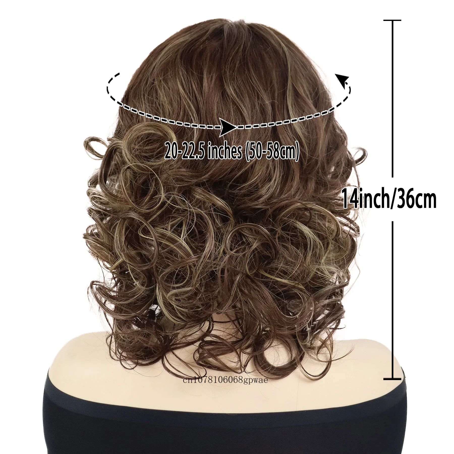 Fluffy Brown Wigs Synthetic Hair Bouncy Short Curly Wavy Wig with Bangs for Women Ladies Daily Costume Mommy Wig Heat Resistant