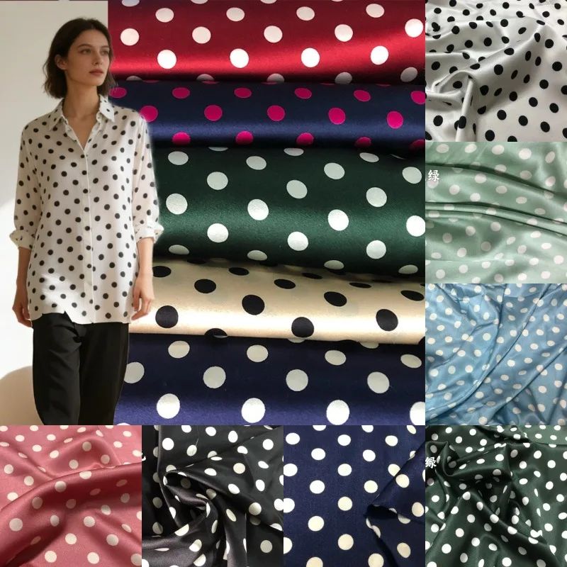 

Шелковая ткань из тутового шелкопряда 100x110 см, эластичная, с разноцветным принтом в горошек, мягкая, для шитья своими руками: летних платьев, рубашек, ципао
