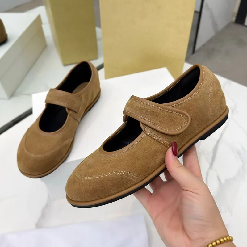Flat Ballet Shoes Round Toe Shallow Mouth Lazy Loafers Women Suede Autumn Office Commuting Shoes Driving Shoes Zapatos De Mujer