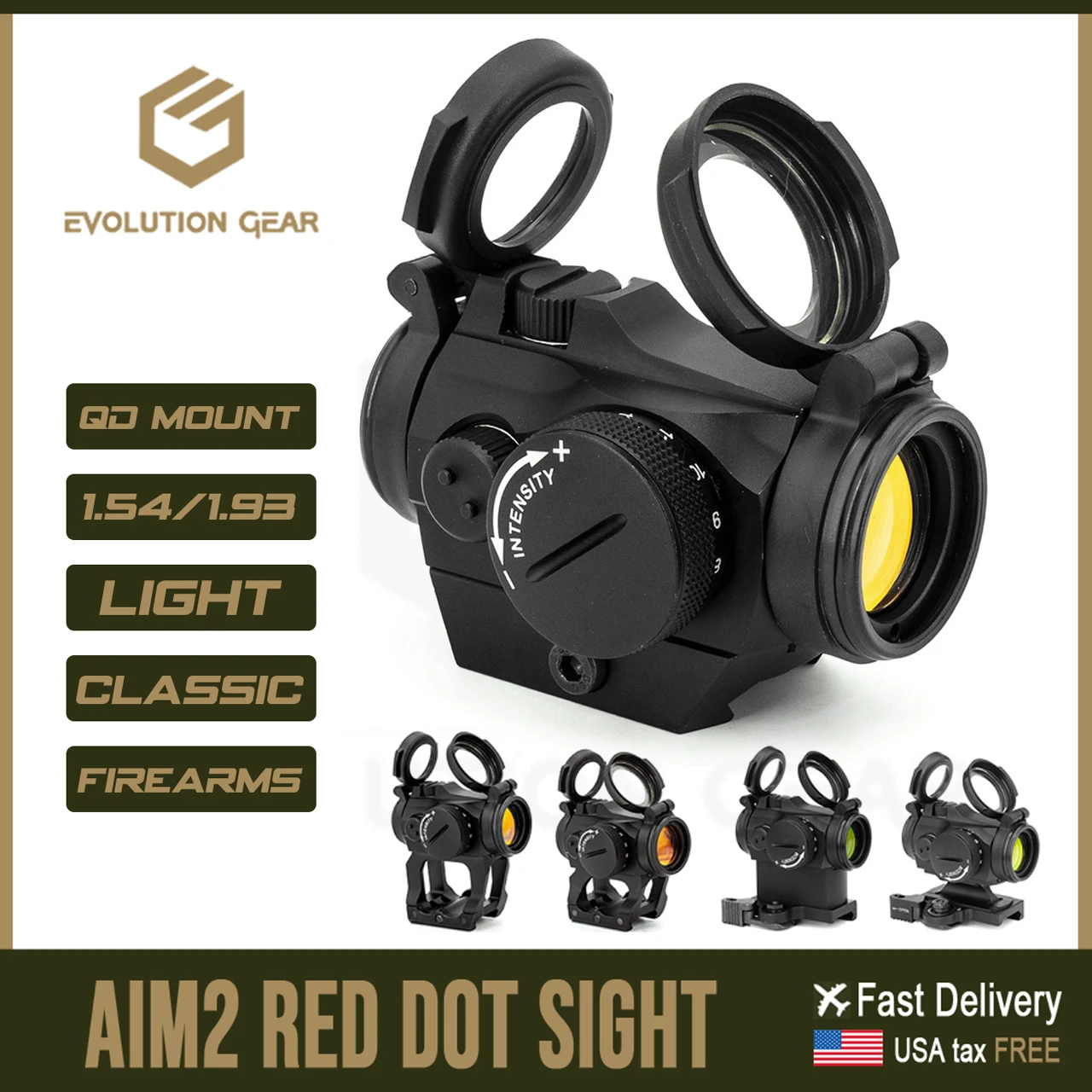 

Tactical AIMT2 2MOA Red Dot Sight 1x22mm Reflex Sight Hunting Optics with 1.54/1.93" Mount with Original Marking