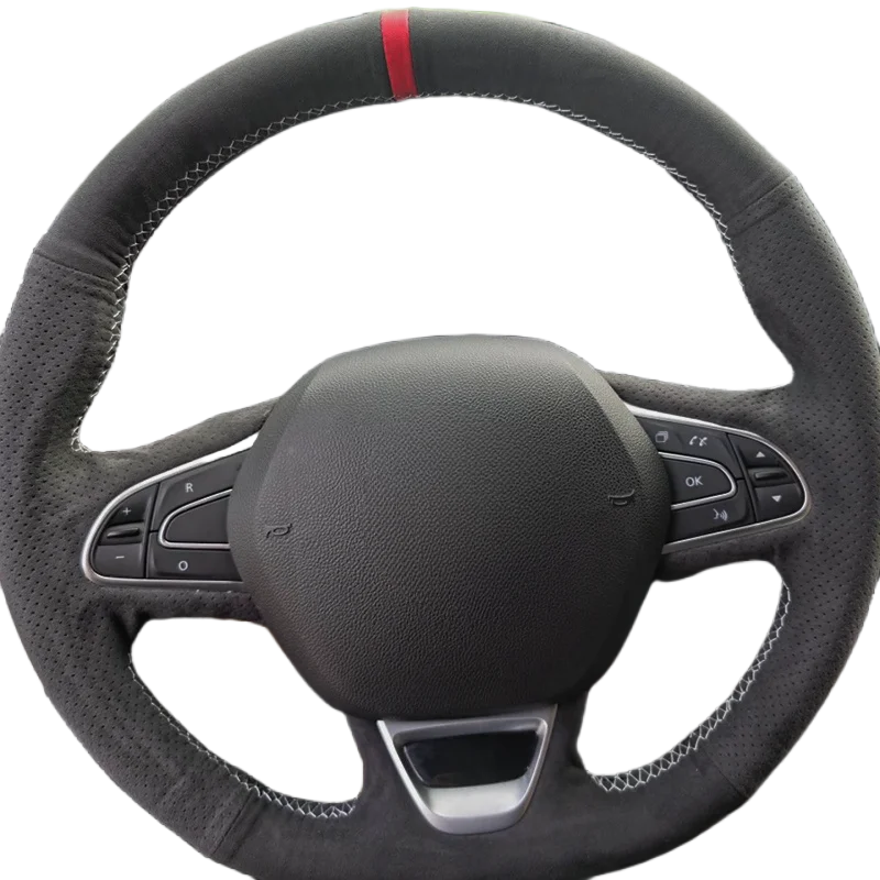 Custom Braid Suede Car Steering Wheel Cover For Renault Kadjar Koleos Megane Talisman Scenic Espace 2015-2018 Car Accessories