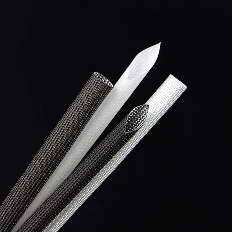 White/Black Fiberglass Braided Sleeve Dia 1/1.5~50mm Chemical Fiber Glass Wire Cable Sleeve Alkali Free Fiber Braided Insulation
