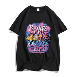 Bratzs T-shirt 100% Cotton Causal Tees Cartoon Pattern Tshirts Unisex Summer Loose Clothes Aesthetic Graphic T Shirts Anime Tops