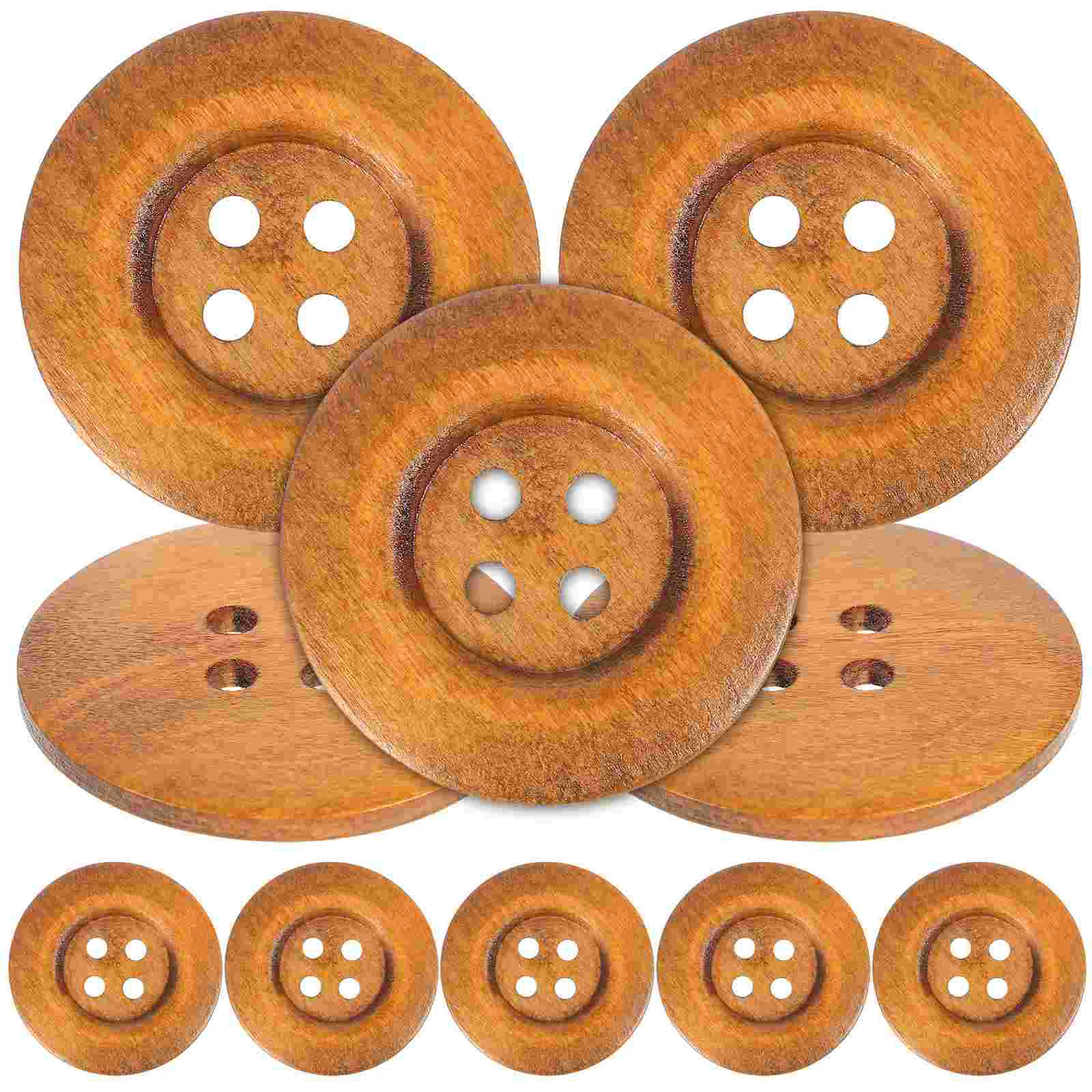 10PCS 50MM Wooden Round Solid Buttons Solid Pattern Wooden Buttons Craft Snaps for Sewing Knitting Scrapbooking