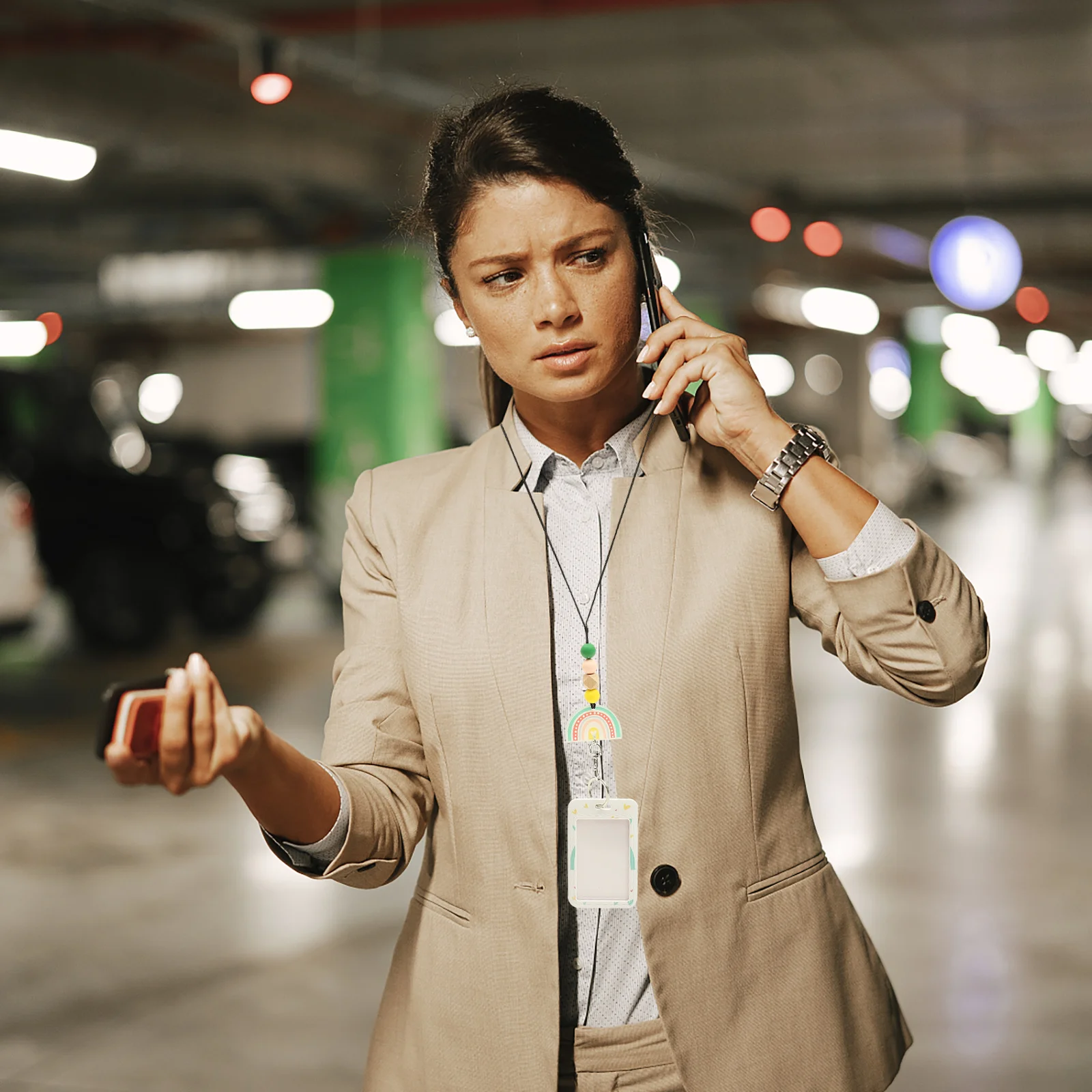 

1 Set Slide Open Id Card Holder With Lanyard Clear Vertical Badge Protector For Work School Office Card Sleeve Reusable Name Tag